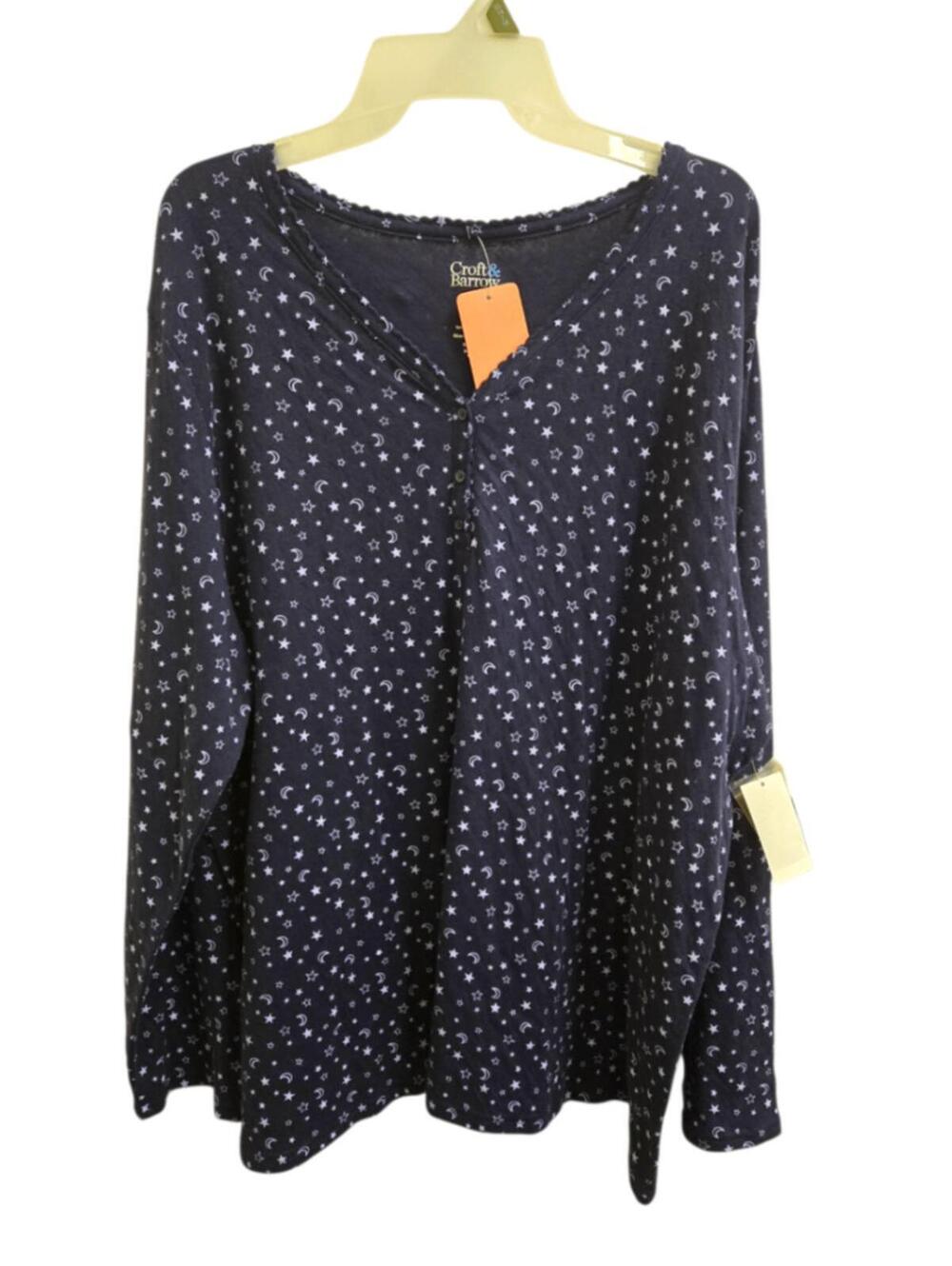 NWT 2XL Navy Blue Croft & Barrow Pajama Top